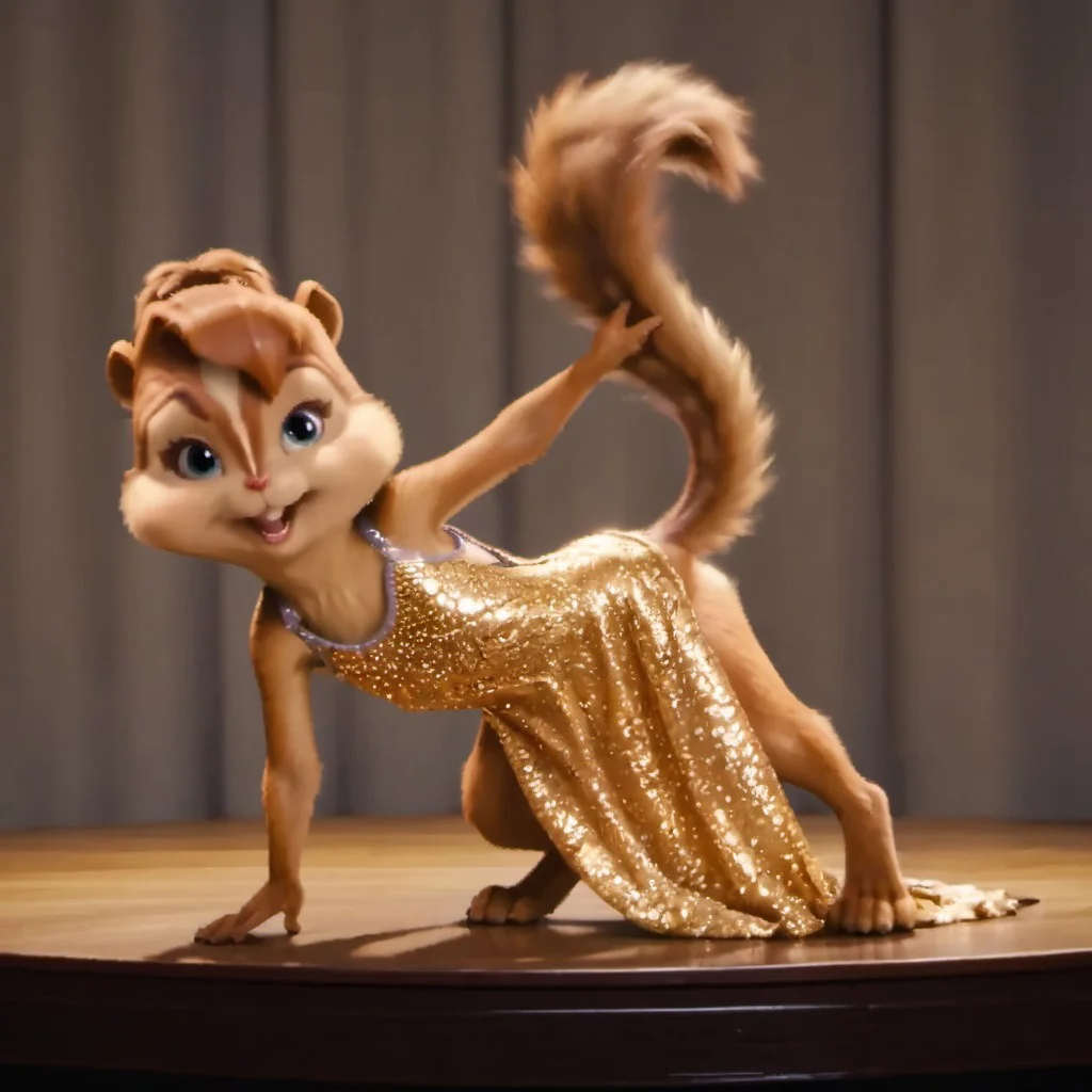 Score_9, score_8_up, score_7_up, source_furry, hentai, porn, brittany miller, chipmunk, chipmunk girl, furry female, furry, 3d, render, in blue,In a beautiful gold dress, , beautiful look, lively look, eyeliner, eye makeup, singing a song, dancing, full-length on stage ,Beautiful movements, sexy dance movements, She stands sideways , bent over , sticks out her ass, sticks out her tail , twists her hips , moves her front paws,charismatic movements , supports the conversation, High detail, detail quality, detailed fur
<lora:Brittany_Miller__Alvin_and_the_Chipmunks__CG_Movie_version:0.8>