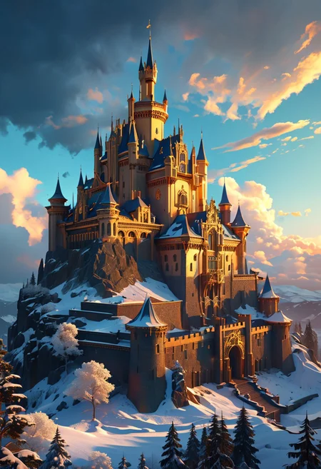 bright colorful, ultra fine detail, swirling clouds, Artstation trending, art nouveau, raytracing, highly detailed and intricate, golden ratio, dark gradient ink with intricate designs, hypermaximalist, luxury, elite, English castle, majestic, defended, snow, ephemeral, opalescenct, labradorite, cinematic, cgsociety : sunbleached, high definiton. mountain, night time, full moon