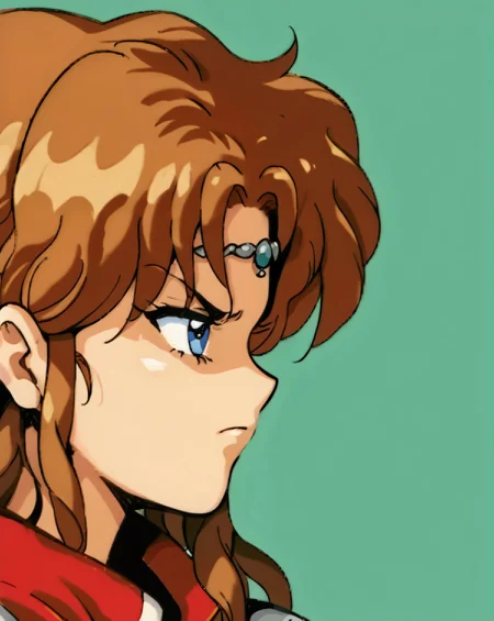 Score_9, score_8_up, score_7_up, score_6_up, facing viewer, source_cartoon, source_anime, rating_safe, side view, profile
1girl, alys brangwin, long hair, brown hair, blue eyes, circlet, illustration, armor, red jacket, closed mouth,  narrowed eyes, annoyed, angry,
<lora:VGC_PS4_Alys_Brangwin-000007:1> 1990s (style), retro artstyle <lora:90s_pony:0.4>