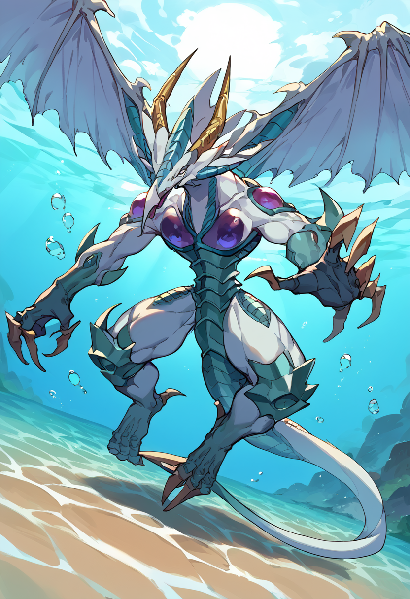 score_9,score_8_up,score_7_up,source_anime,zPDXL3,ocean,underwater,
*//*,<lora:StardustDragon_Pony:1>,stardustdragon_ygo,no humans,solo,duel monster,dragon,wings,tail,claws,horns,
*//*,looking at viewer,cowboy shot,dutch angle,