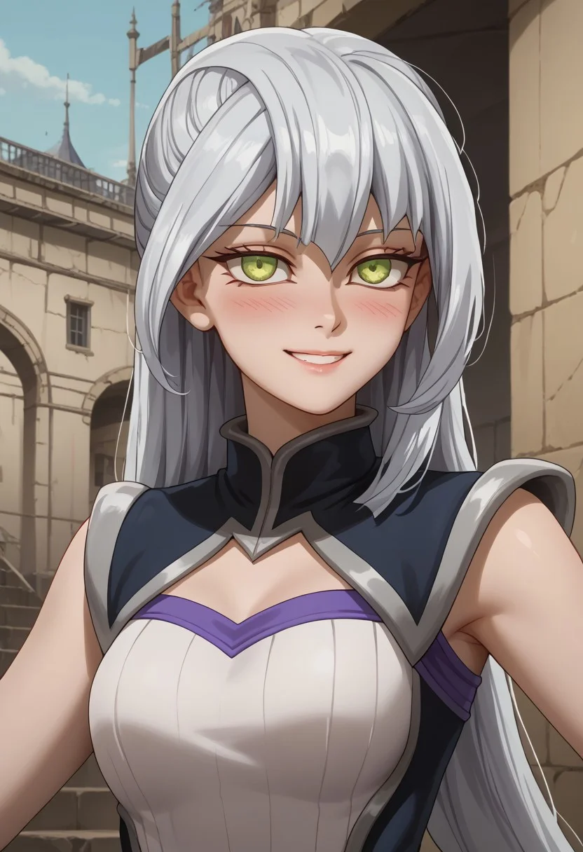 OverallDetail, masterpiece, best quality, score_9, score_8_up, looking at partner, lidded eyes, solo, 1girl, adult woman, 30 years old. five fingers, close-up, female, show accurate, breasts, cute, blush, masterpiece, best quality, 1girl, source_cartoon,
gracetyler, lime eyes, silver hair, long hair, realistic hair, messy hair,
smiling, medium breasts, high res image, masterpiece, best quality, cute face, clear skin, shiny hair, ultra detailed eyes, 1girl, full body view,