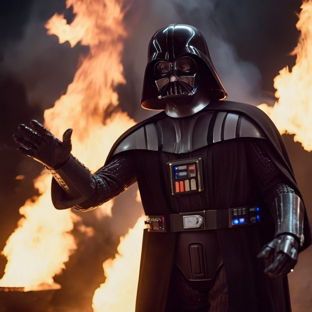 cinematic film still of  <lora:Darth Vader:1.5>
Darth Vader a bald white face man with shiny eyes and a robotic prosthetic perfect sci fi hands in a black costume with fire and smoke in the backgroun in star wars universe, shallow depth of field, vignette, highly detailed, high budget, bokeh, cinemascope, moody, epic, gorgeous, film grain, grainy