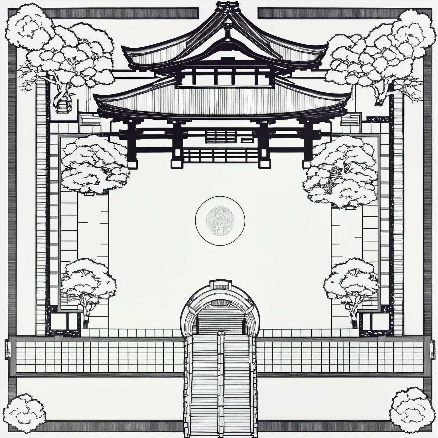 detailed top-down floorplan of a traditional japanese shrine, high resolution<lora:floorplans-prod-e-000012:1>
