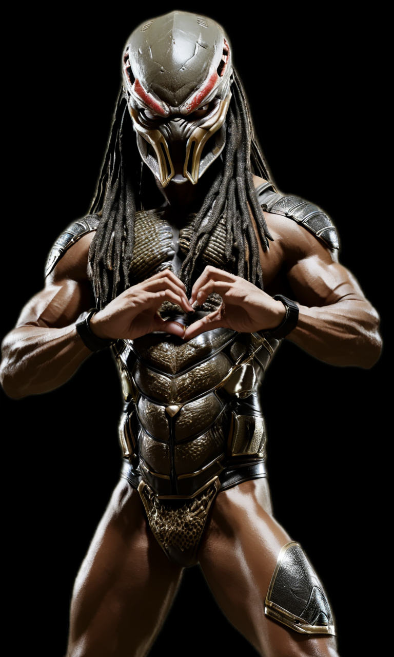 Predator , fiheartcl,       <lora:FingerHeart:1>