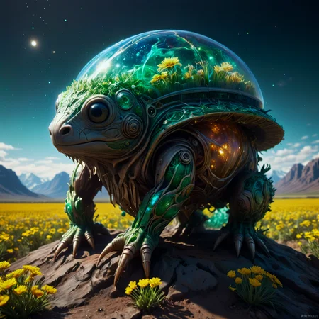 Hippopotamus  sci-fi  Emerald  Barite, Yarrow  converge  dirge  Sunflower,breathtaking; hyper-realistic; hyperdetailed; maximum fidelity; ultra-high detail; ultra-HD; Panavision Millennium DXL2 8k professional; quality; cinematic; subsurface scattering; maximal attention to correctness and detail; spectrographic illumination; rainbow environmental refraction