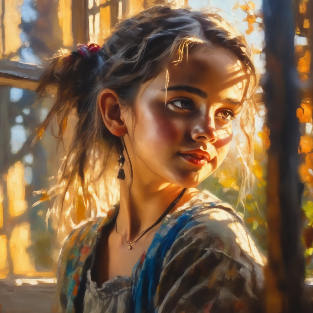 artmix05 close up girl by the window, warmer sunlight rays light on her face, very detailed  <lora:artmix05:1>