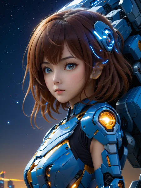 1girl,mecha,(best quality, 8k, High resolution, Highly detailed, very attractive),<lora:JACG1.0:1>,starry_sky,