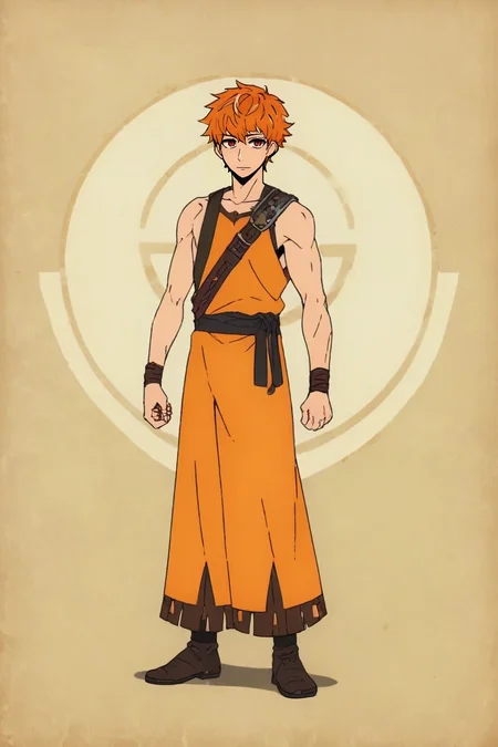 zPDXL, score_9, score_8_up, score_7_up, rating_safe, , , , 1boy, male focus, ruby eyes, orange hair, tousled hair, fruits costume, solo, straight-on, full body, fantasy land, day, yoga, light smile, <lora:kami_no_tou_style_pony:0.98>, kami_no_tou_style, , <lora:sdxl_lightning_8step_lora:1>