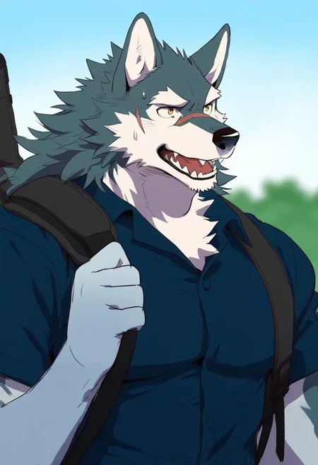 wolf, animal ears, furry, male, bara