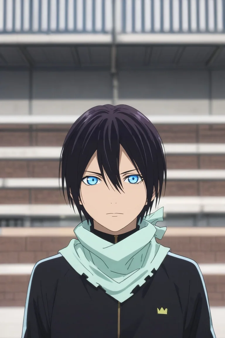 score_9, score_8_up, score_7_up, , rating_safe, intricate details, (3d:0.4), , depth of field, 1boy, solo, male focus, <lora:yato_noragami_pony:0.98>, yato_noragami, black hair, blue eyes, short hair, hair between eyes, scarf, , , <lora:sdxl_lightning_8step_lora:1>