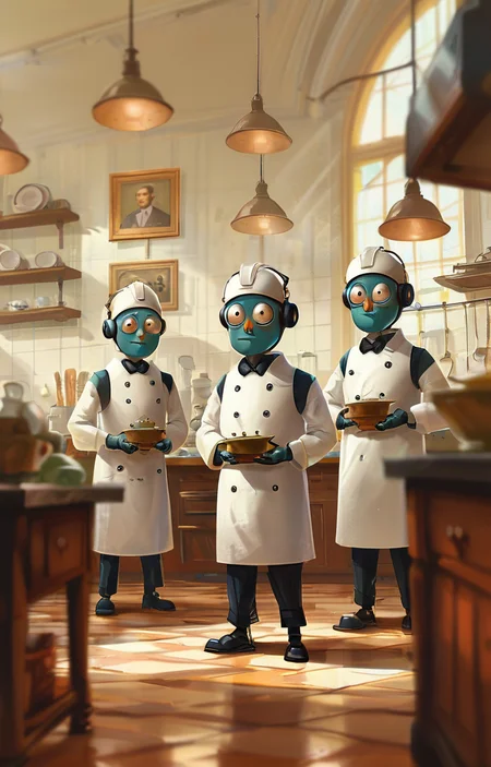 masterpiece,best quality,<lora:tbh2-sdxl:0.9>,illustration, portrait of Housework robots