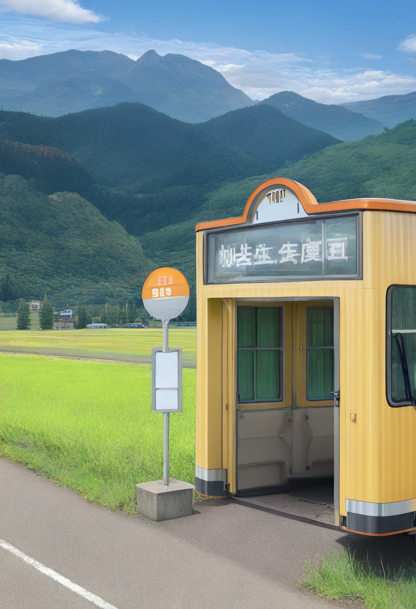 basutei, scenery, outdoors, no humans, sky, cloud, mountain, day, blue sky, bus stop, grass, rural, road, mountainous horizon, shop, nature, car, field, cloudy sky, tree, door, summer, window, bus, photo background,
masterpiece, best quality, amazing quality, very aesthetic, absurdres, newest,
 <lora:sc_bustei_illustrious_V1L:1>