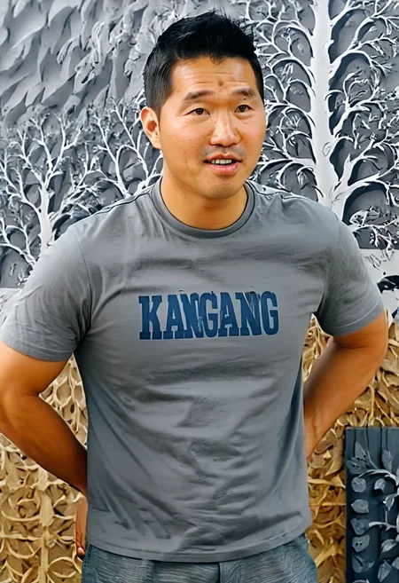 (((htkangface))), daddy, natural face expression, (((detailed HtKangface))), fixed htKangface Photorealistic, realistic, masterpiece, intricate details, detailed background, depth of field, photo of a handsome, dynamic pose, natural face expression, (((looking at viewer))), high detail, high quality, male focus, ((T shirt)), ((pants)), ((confident))