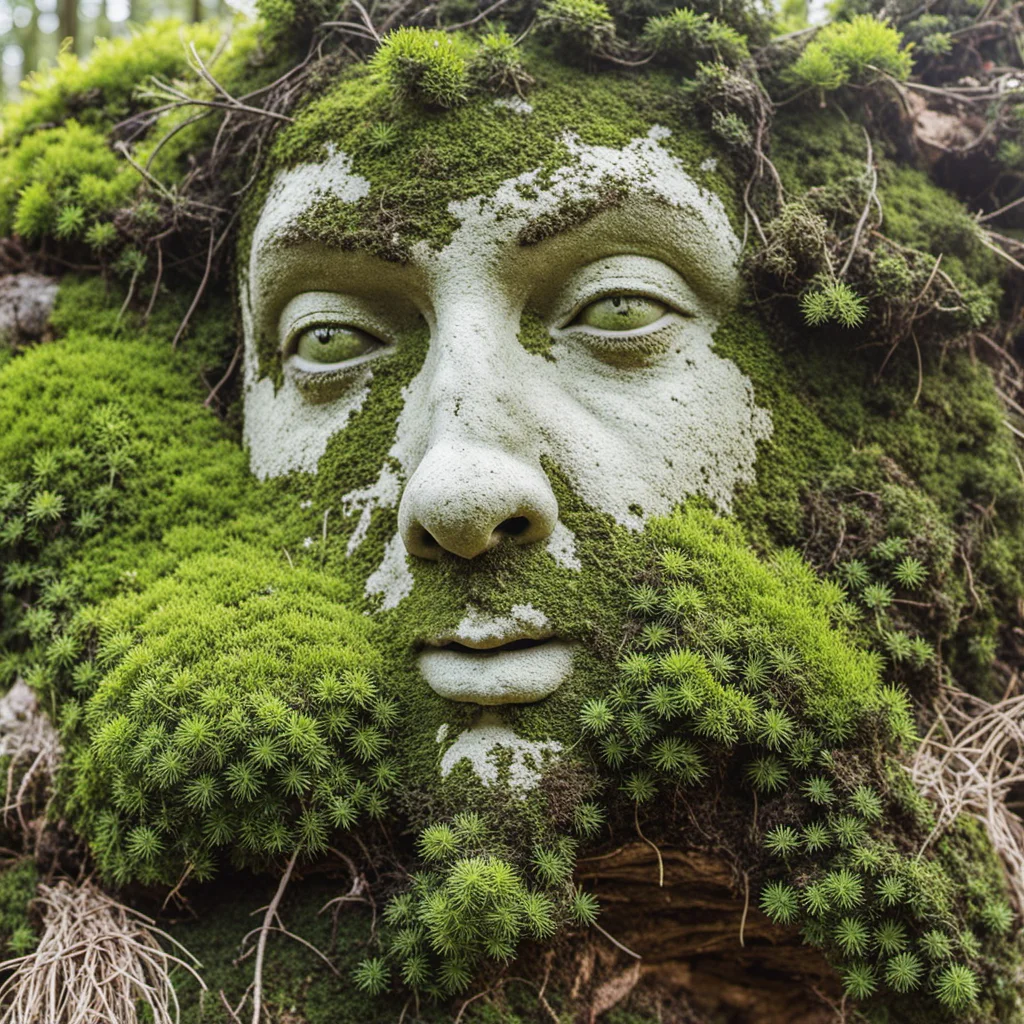 cinematic photo photo, sculpture face, overgrown moss
 <lora:Overgrown-SDXL-b:1> . 35mm photograph, film, bokeh, professional, 4k, highly detailed