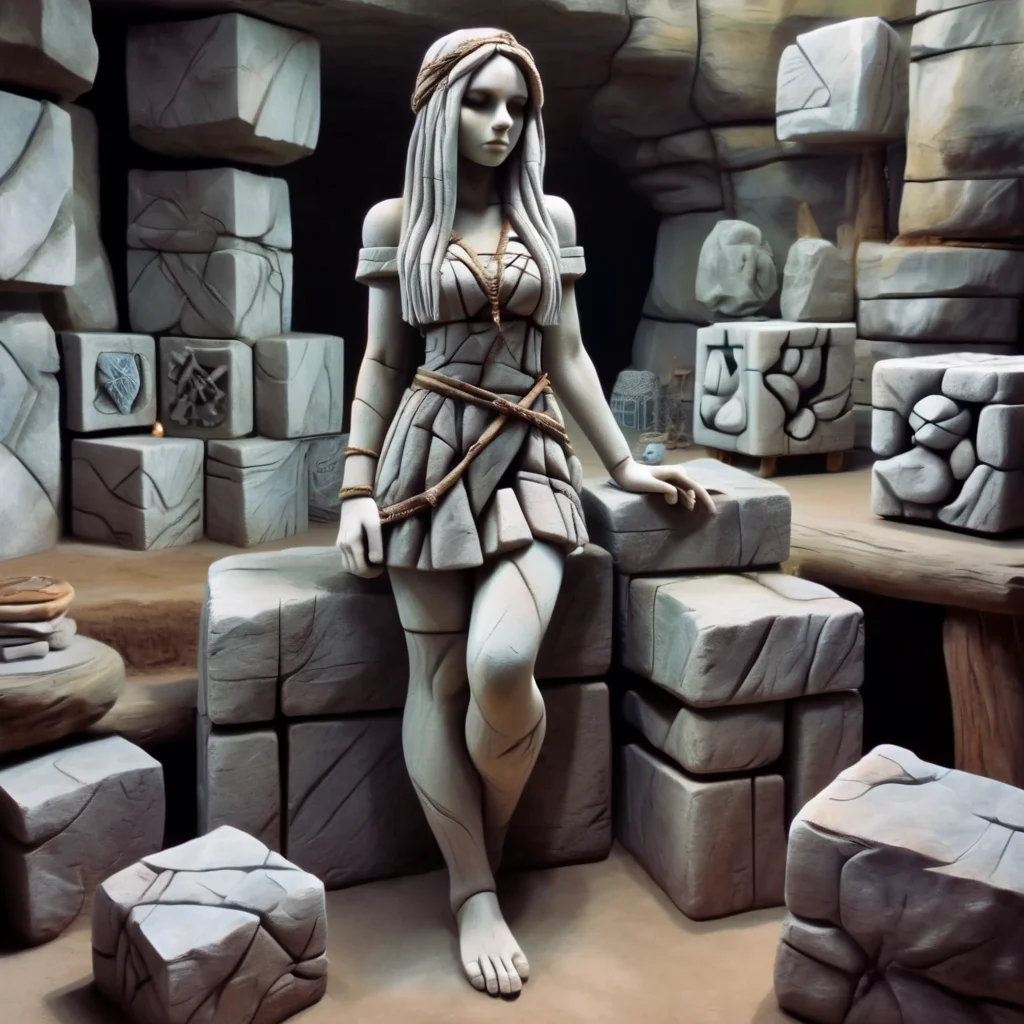 stonesigner girl with a mystical cube<lora:stonesigner:1>