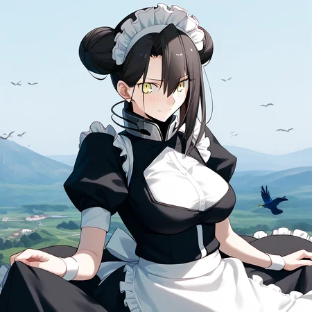 <lora:Takeuchi_Takashi_PonyXL_style_v01:1>
<lora:agent.pony:1>
score_9 , score_8_up , score_7_up , source_anime , 
masterpiece , best quality , ultra-detailed , 
BREAK
agent \(girls' frontline\), maid
1girl , woman , huge breasts , light smile , light blush , ((medusa (fate)):0.5)  , 
long black hair  , maid dress ,  
bird see