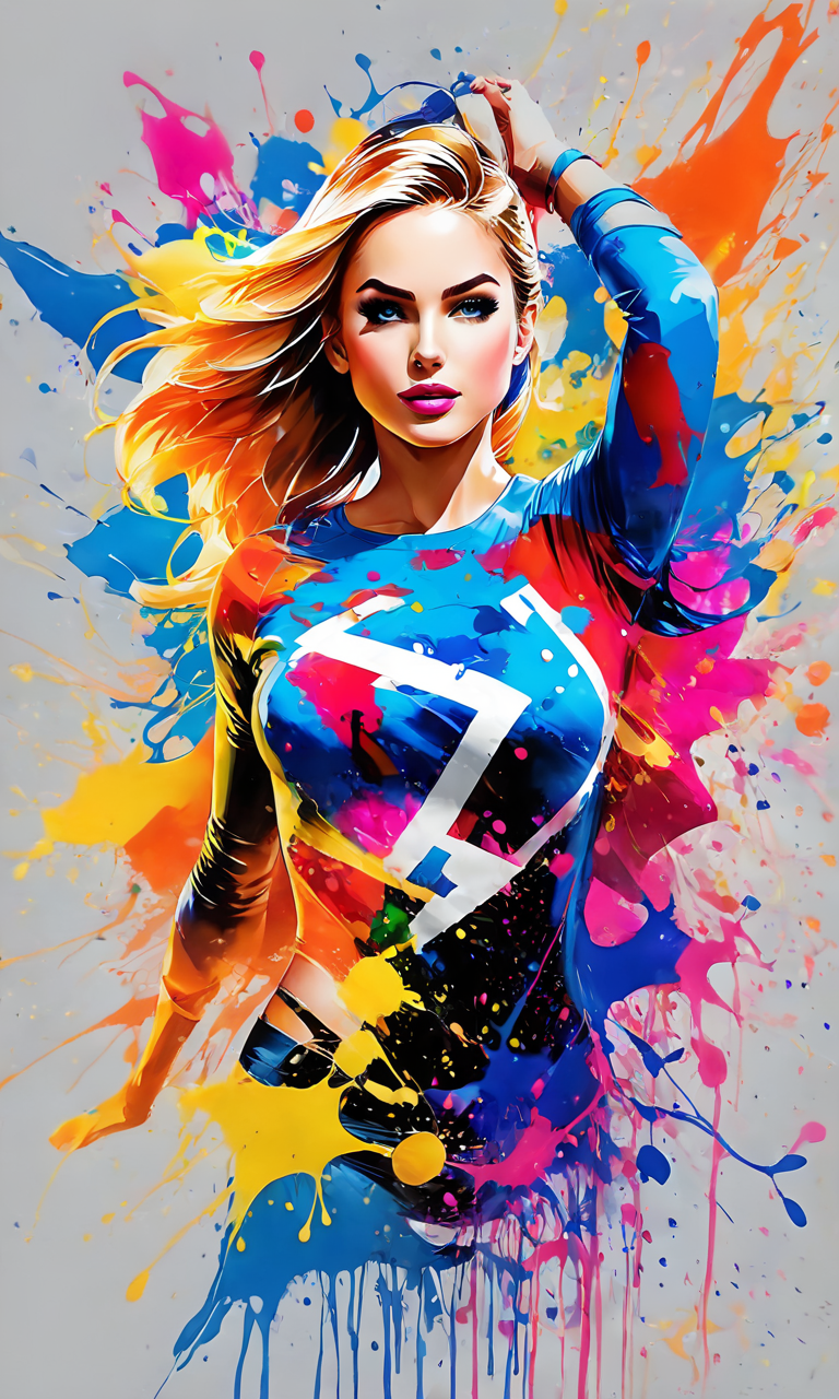 supergirl, paintsplashsdxl, <lora:paintsplashsdxl:1>, vibrant color, best quality, masterpiece,