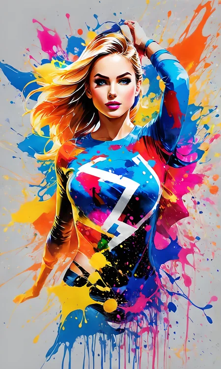 supergirl, paintsplashsdxl, <lora:paintsplashsdxl:1>, vibrant color, best quality, masterpiece,