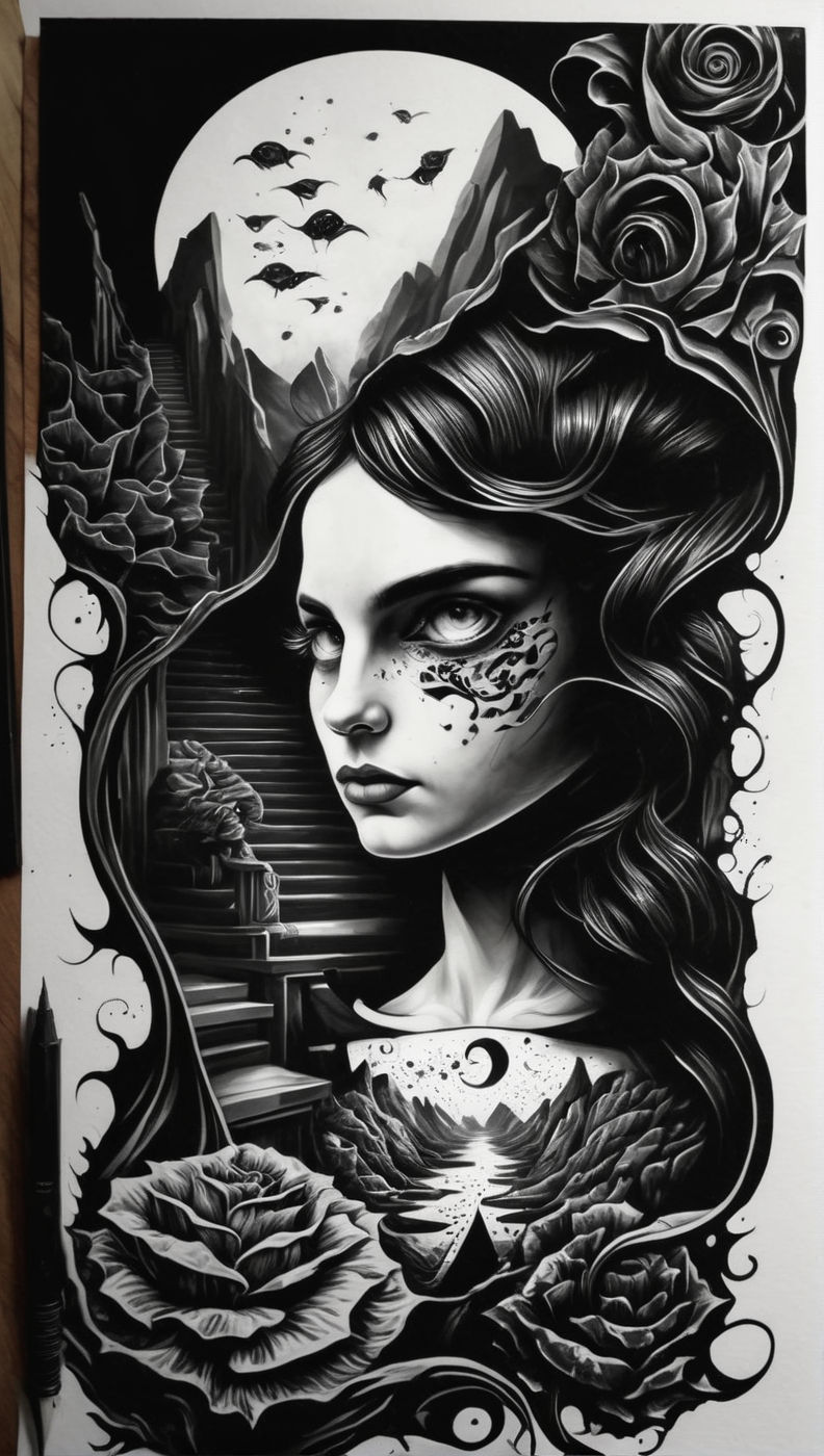 illusionix, black ink<lora:illusionix:1>