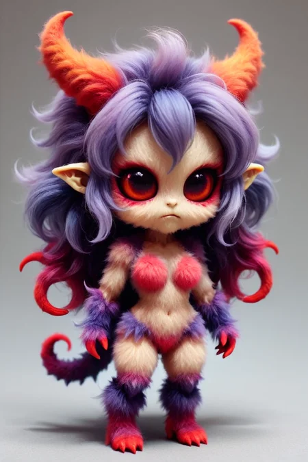martius_fuzz chibi demon woman, colorful <lora:Colorful_Fuzzy_Style:1.1>
