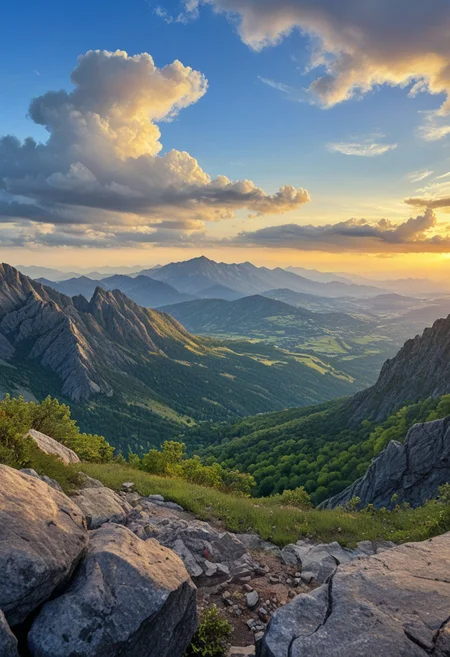 a vibrant colorful photo of a sunset in the rocky mountains.
outdoors, Location , Scenery , Cloud