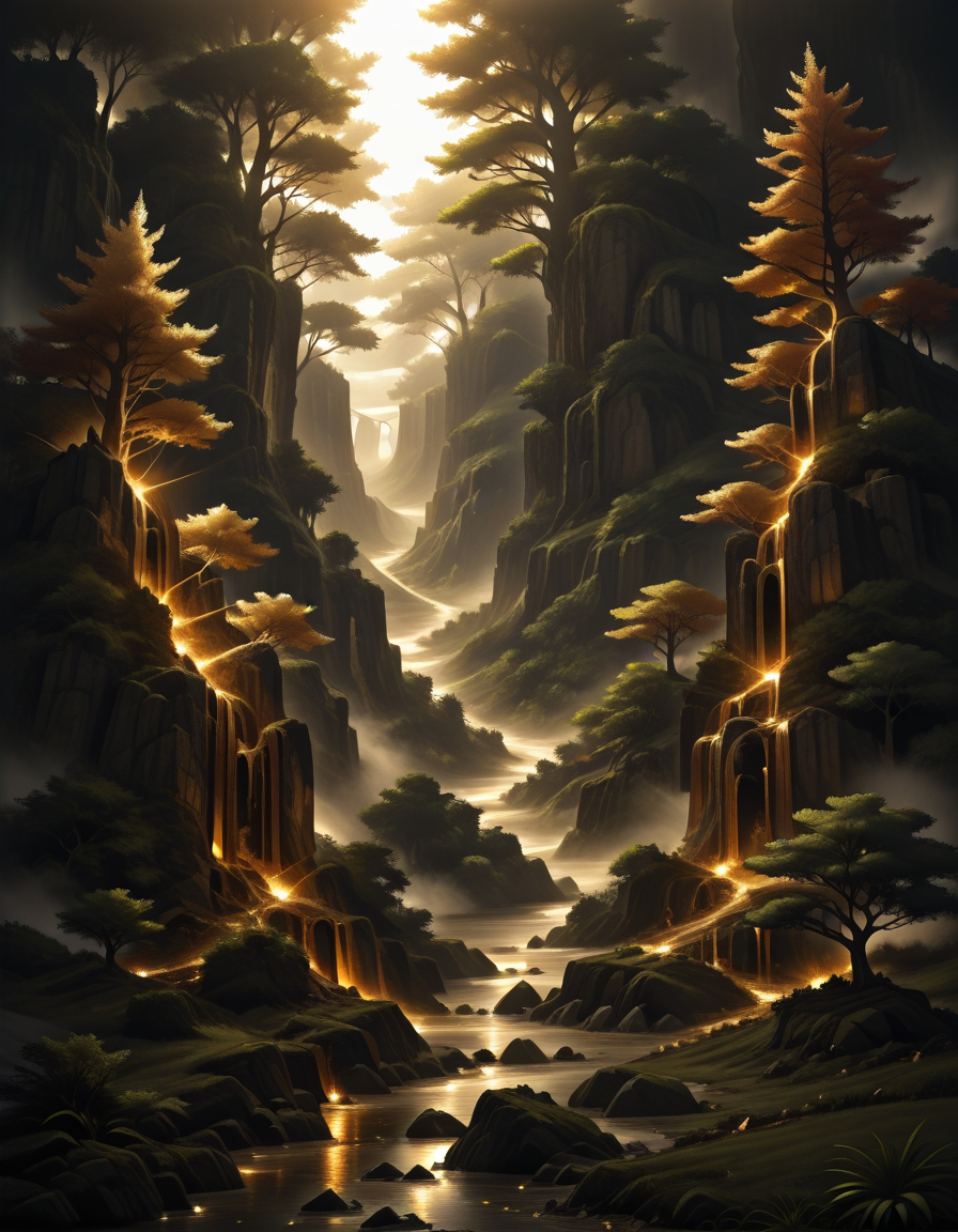 <lora:Medieval_Worlds__Scenery:0.7> scenery, trees, landscape, t5, white, gold, black, t2