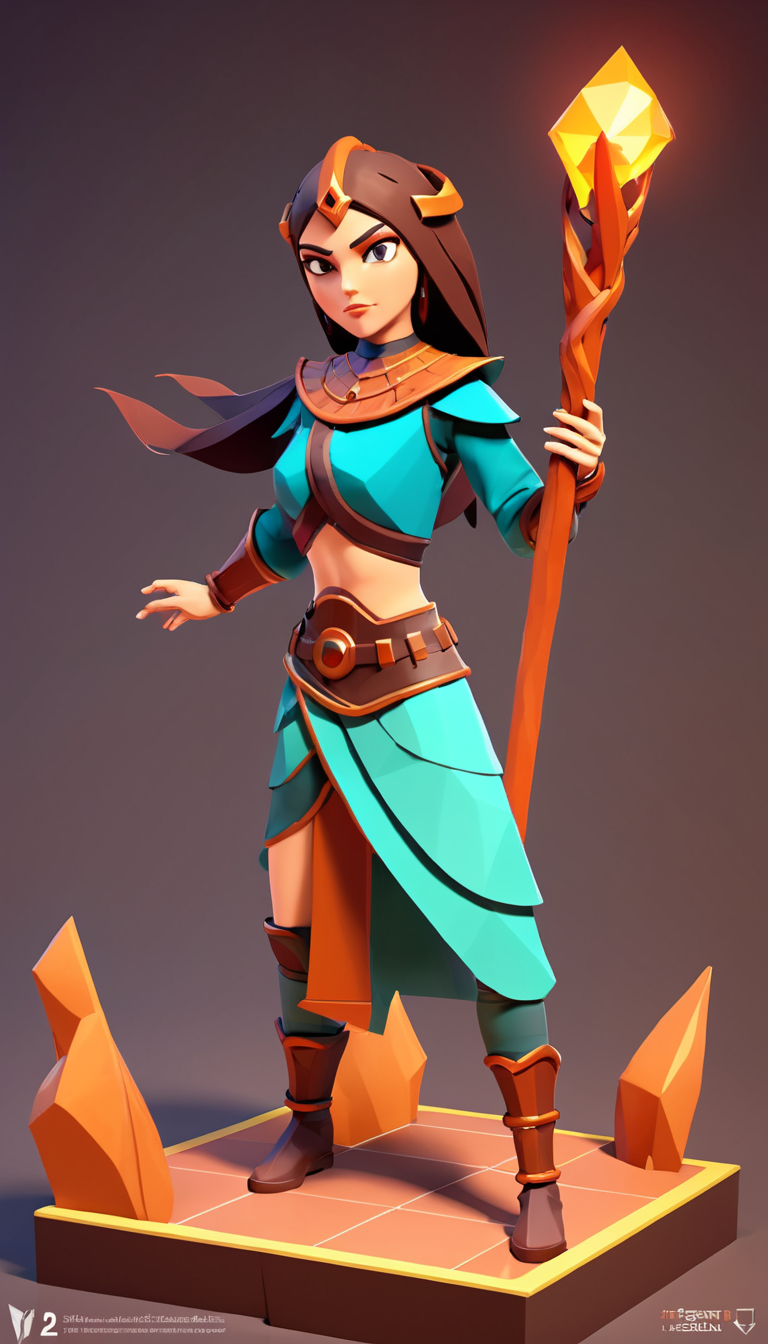 low-poly style Cinematic scene, hero view, d2s sorceress <lora:diablo_2_sorceress_xl_v1:1>, action pose, detailed background, masterpiece, best quality, high quality, highres, absurdres . low-poly game art, polygon mesh, jagged, blocky, wireframe edges, centered composition