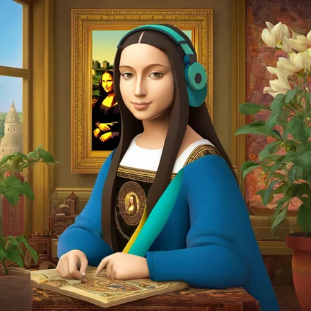 Mona Lisa the LofiGirl <lora:SDXL-LofiGirl-Lora:1>, Very detailed, clean, high quality, sharp image