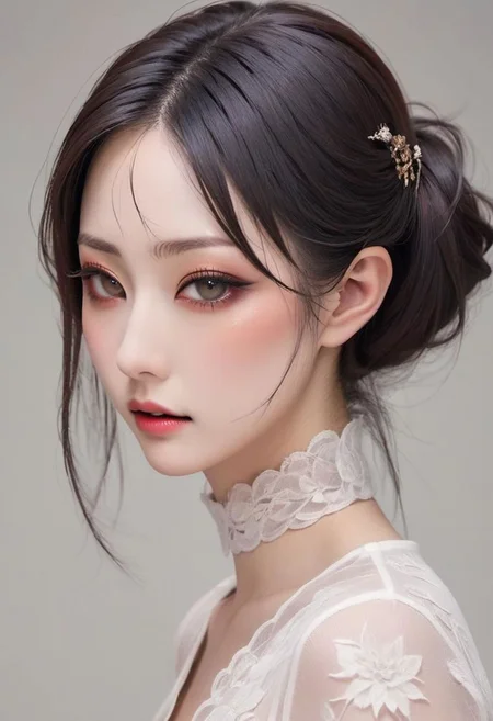 1girl, japanese, detailed face, beautiful, smoky eyeshadow