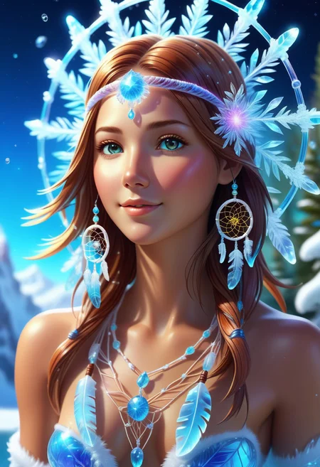 made out of Jed-Blmicry, masterpiece, full of details, Digital art, pleasant Dreamcatcher, Islandpunk, Depth of field 100mm, pretty, <lora:BioIceCrystalStyle-000006:0.7>, located artistic, winning, full color, rich deep colors, lush, detailed, great light, very inspirational