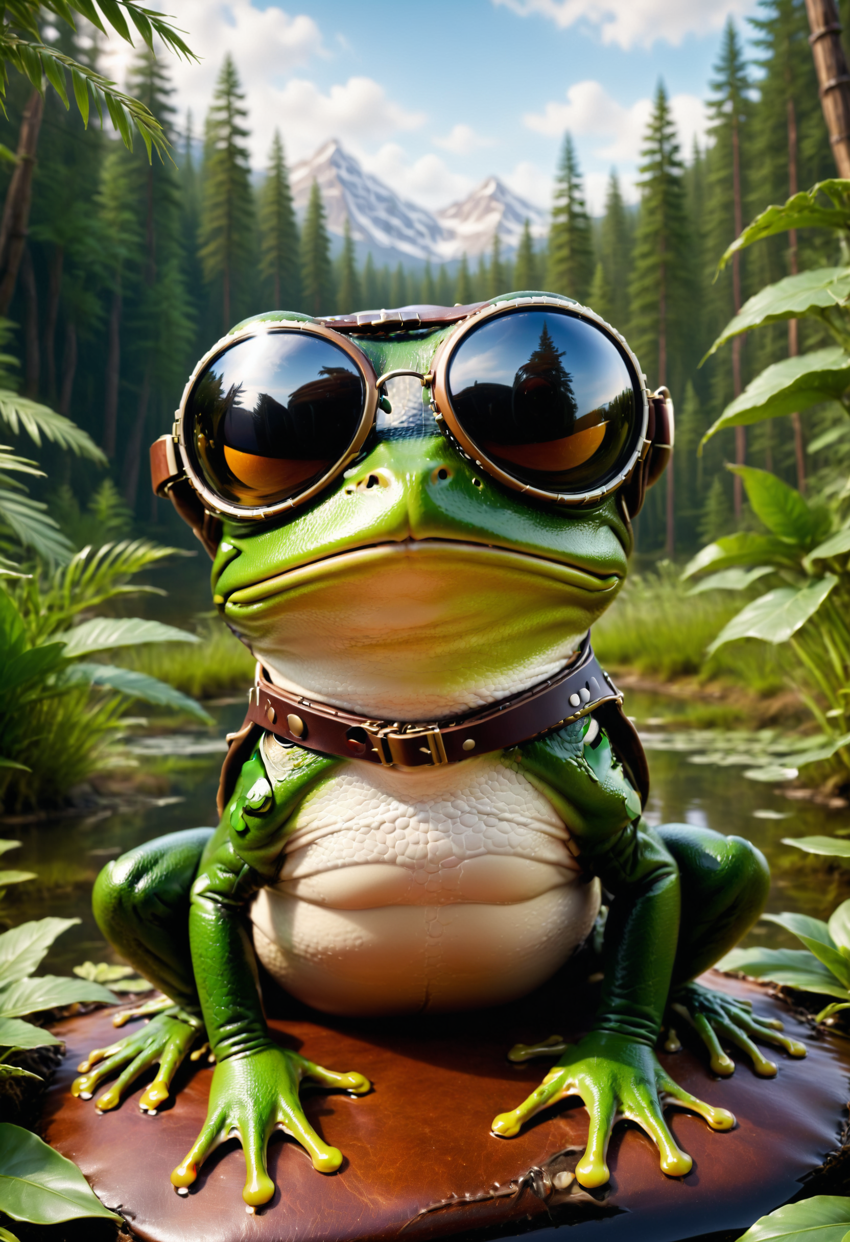 a happy frog wearing aviator goggles
<lora:dvr-lthr:1> dvr-lthr
