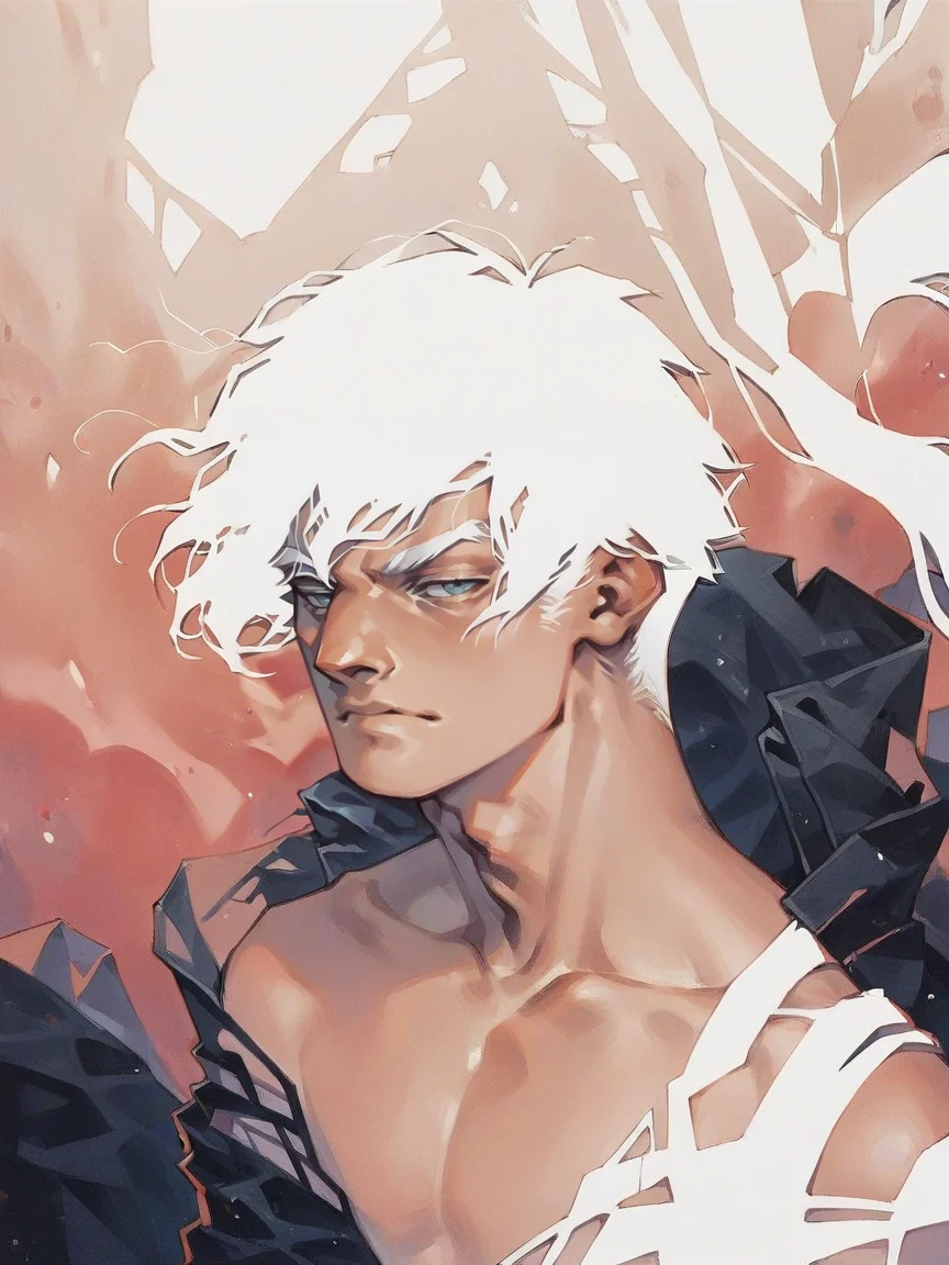score_9, score_8_up, score_7_up, score_6_up, <lora:n3gsp4c3XLP:1> n3gsp4c3, white hair, solo, 1boy,