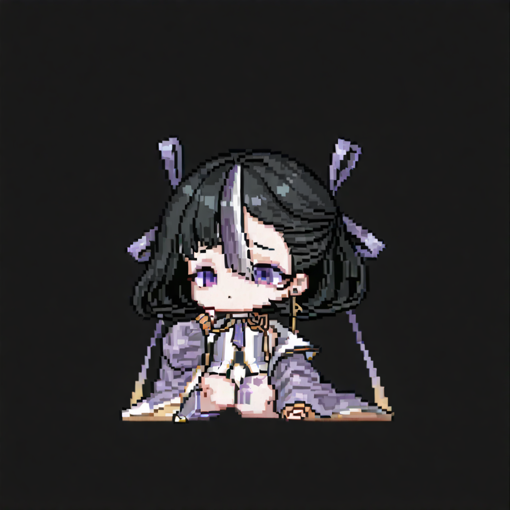 <lora:syuenIL01:1>,syuen \(nikke\),<lora:Dungeon_Squad_IllustriousV5:1>,pixel,chibi,