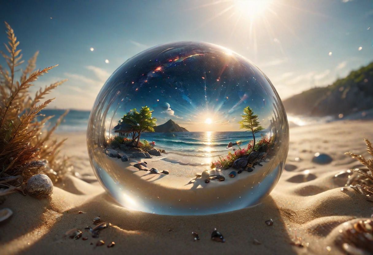 [[glass]] ball with a ((galaxy inside)), a galactic storm inside, space reflection beige, lies on a squeak on the beach, 8k, vray, IMax, hyperrealism, perfect light, bokeh Carl Zeiss 85mm, small depth of field, photorealistic, masterpiece, high resolution, best quality, cinematic shot, ultra-detailed, super realistic, Hyperrealistic art, high-quality, ultra high res, highest detailed, lot of details, Extremely high-resolution details, photographic, realism pushed to extreme, incredibly lifelike,