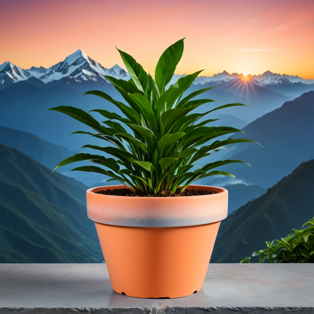 (plant pot showcase) <lora:27_plant_pot_showcase:1.1>
Peach background,
high quality, professional, highres, amazing, dramatic,
(Mountain peak and sunrise over clouds:0.5),