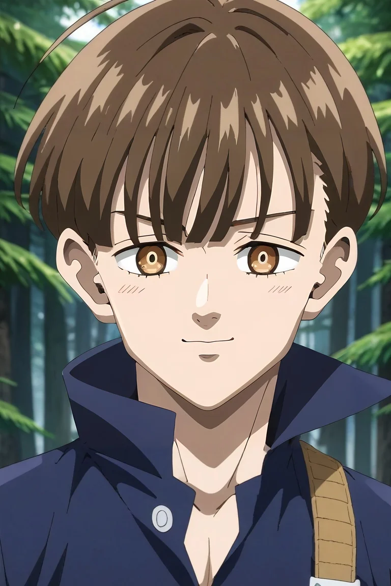 score_9, score_8_up, score_7_up, source_anime, rating_safe, , anime screencap, anime coloring, , looking at viewer, depth of field, 1boy, solo, male focus, <lora:nasiens_nnt_mny_pony:1>, nasiens_nnt_mny, brown hair, brown eyes, short hair, bangs, straight-on, full body, forest, dark, holding instrument, smirk, ranger costume, <lora:sdxl_lightning_8step_lora:1>