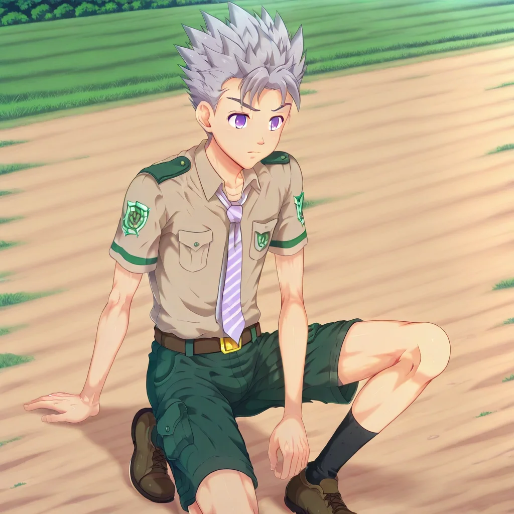 solo, grey hair, 1boy, spiked hair, male focus, GREY HAIR, light purple eyes