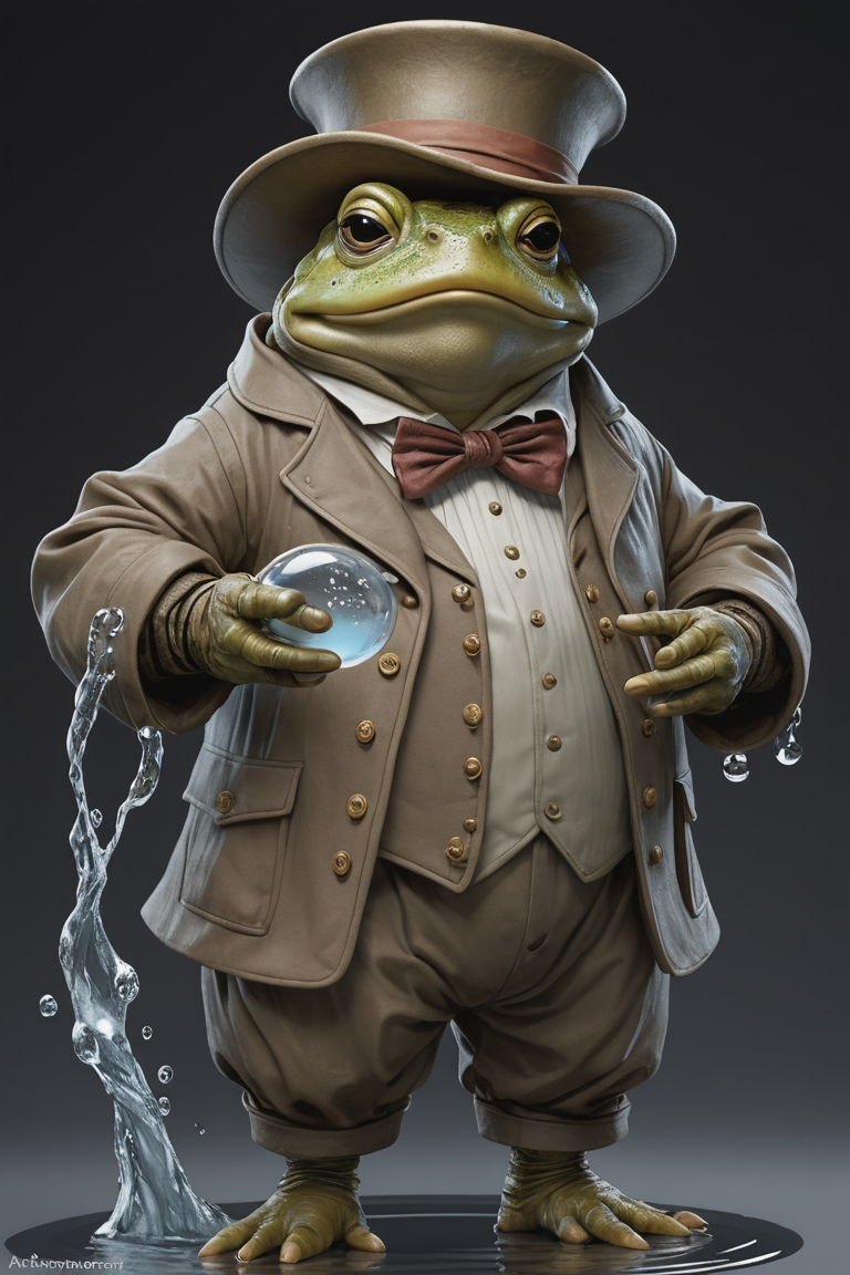 [ (character art by Artgerm:1.0) and Claude Monet::18], professional, water, Fatigued (a bunch of transparent haul!:1.2) , dressed in Toad-style costume, Grim, Gouache Art, studio lighting, matte skin