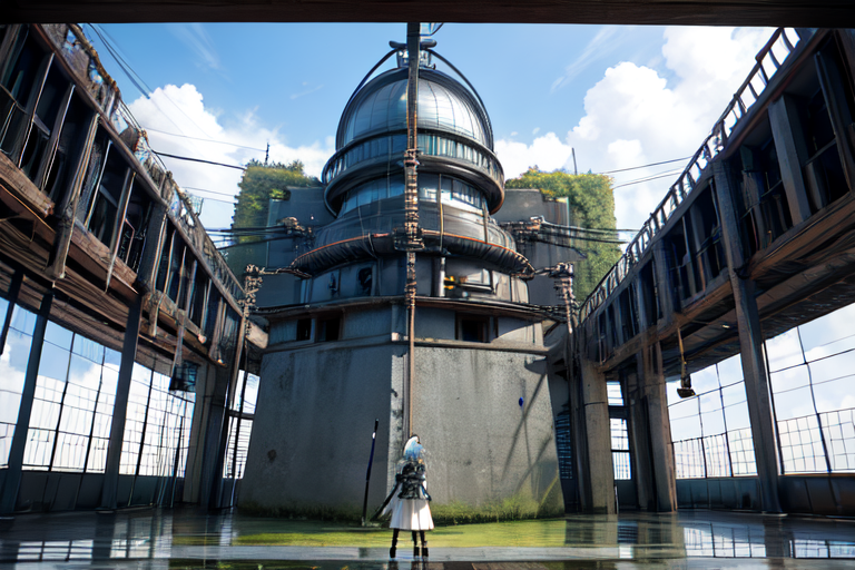 highly insanely detailed, masterpiece, top quality, best quality, highres, 4k, 8k, RAW photo, (very aesthetic, beautiful and aesthetic),  
tsutomu nihei,nihei_tsutomu,blame!,blame gakuen!,abara,TNstyle,sidonia_no_kishi,(city ruins),walkway,gauna,gauna mech,fog,clouds,wire,dome,buildings,letterboxed,cables,tubes,industrial pipes,bridge,ventilation fan,ventilation shaft,tentacles,star \(sky\),starry sky,light particles,air conditioner, 
<lora:ABARA:0>, 
(1girl:1.3), 
solo focus, 
grass,on soccer field,âââ