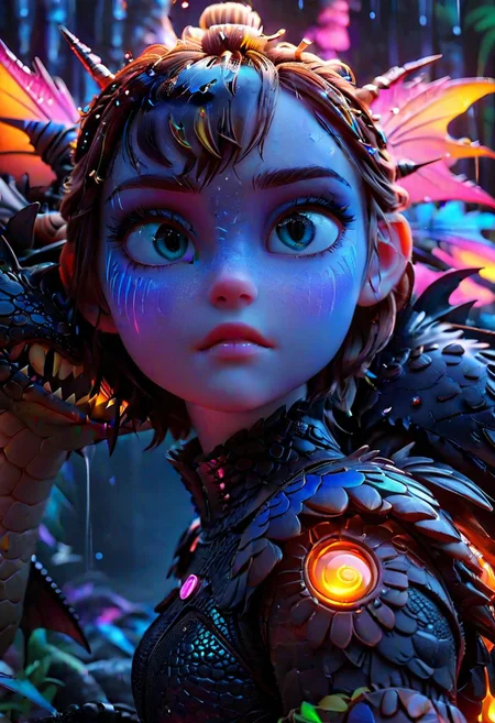 Httyd,human, full body, how to train your dragon, cinematic photo Ombre color scheme of neon blue, neon pink, neon yellow, neon green, neon orange, in the style of textured illustrations, dark gray and bronze, online sculpture, naoto hattori, jeremy lipking, dark sky-blue and orange <lora:Niji_glitch__neon_aesthetic:0.8> neon glitch <lora:GigerRainbowXL:0.49> g1h3r <lora:MJ52:0.7> <lora:ral-hnycmb:0.44> ral-hnycmb <lora:Retro_Ink_SDXL:0.38> retro ink, subsurface scattering, Photorealistic, Hyperrealistic, analog style, realistic, film photography, soft lighting, heavy shadow , 35mm photograph, film, bokeh, professional, 4k, highly detailed