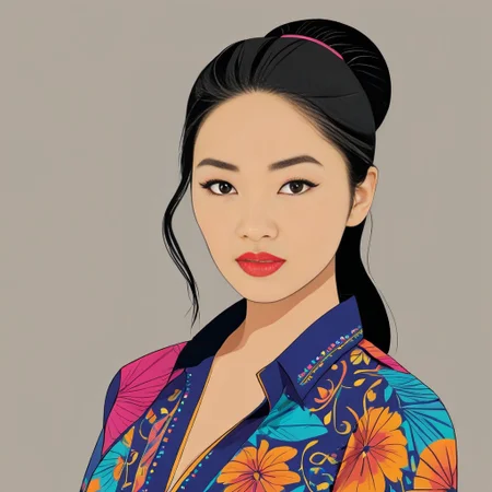 flat color, <lora:F2D-000003:1>,, isolated,plain background, no background, no face, Vector art, Vivid colors, Clean lines, Sharp edges, Minimalist, Precise geometry, Simplistic, Smooth curves, Bold outlines, Crisp shapes, Flat colors, Illustration art piece, High contrast shadows, Technical illustration, Graphic design, Vector graphics, High contrast, Precision artwork, Linear compositions, Scalable artwork, Digital art, a 35yr old indigenous Hmong (women wearing 200WildcardsNSFWAnd_sdWildcards/lingerie and collared shirt outfit and free cards/character-hair-style-Tied hairstyle)