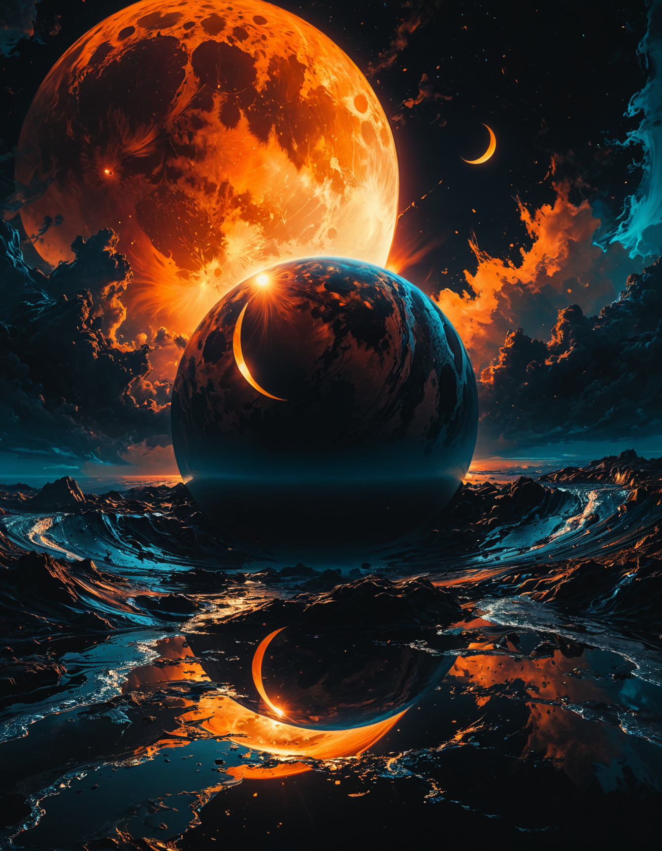 by Alena Aenami, by Maciej Kuciara, by __photographers__ , black, dark, low key, obsidian, onyx, pitch-black, (the heavenly eclipse:1.4), abstract, highly detailed and hyper surrealistic, perfect composition, harmonic colors, dramatic lighting
<lora:add-detail-xl:0.5> <lora:xl_more_art-full_v1:0.5> <lora:MJ52_v2.0:0.5>  <lora:MJ52:0.2>
