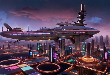 realistic, RAW photo, high quality, Stable_Yogis_PDXL_Positives, <lora:Low Angle style:0.2> Low Angle style,from below of a huge <lora:Realistic_Mars_Landscape:0.3>,<lora:City_SDXL_v1:0.0> citylora, made of clouds,<lora:CDs_SDXL:0.3> made of cd's in <lora:Cinematic Film Stock Footage Style:0.2> Cinematic Film Stock Footage Style, <lora:cwhyberponk:0.0> cwhyberponk,<lora:Cyberpunk_3D:0.3> Cyb3punk vast city with vast city like Tokyo,<lora:Space_Ship_Concept_Art_VW_Style:0.2> Panoramic, landscape, futuristic, ship, night,twilight, in , featuring <lora:JJsMarsColony_XL:1.0> Mars Colony