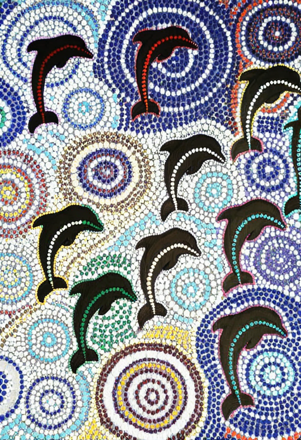firstnations, dots, dolphins <lora:First_Nations_art_style_XL_kk:1>