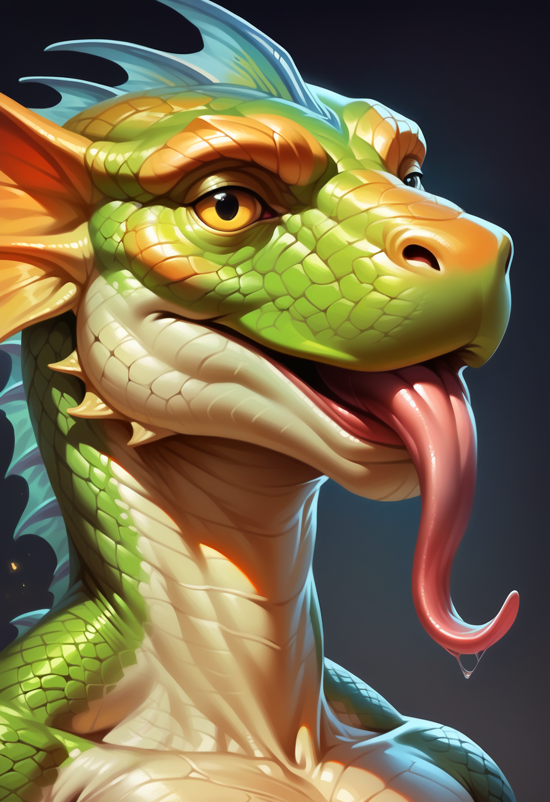 score_9, score_8_up, score_7_up, score_6_up, score_5_up, score_4_up, extremely detailed, furry, handsome lizard man, scales, head fin, long tongue, realistic, extremely detailed
