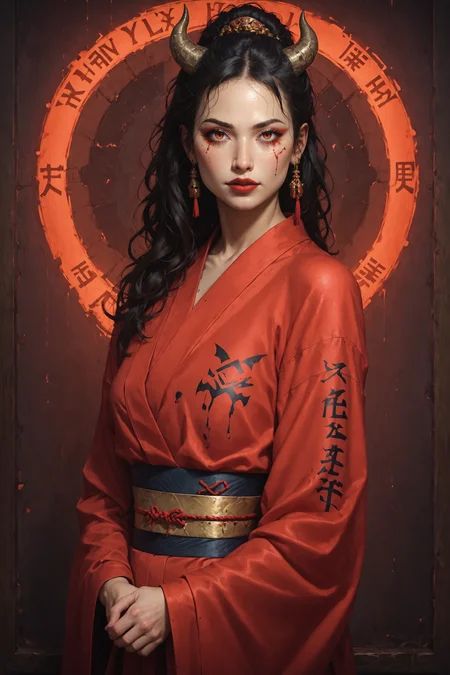 score_9, score_8_up, score_7_up, score_6_up, score_5_up, score_4_up, demon, cat eyes, poster, magazine,  desire, concept art, movie poster, deep blood red writing, glow, neon, cyberpunk, neonpunk, full body, wide shot, kimono, ancient, demonic asian woman, east asian architecture, 
<lora:d4rk01lXLP:0.6> d4rk01l, volumetric lighting, depth of field, cinematic