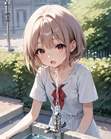 score_9, score_8_up, score_7_up, source_anime , 1girl,
<lora:drinking_fountain:0.9> drinking_fountain ,drink_water, open mouth, faucet,