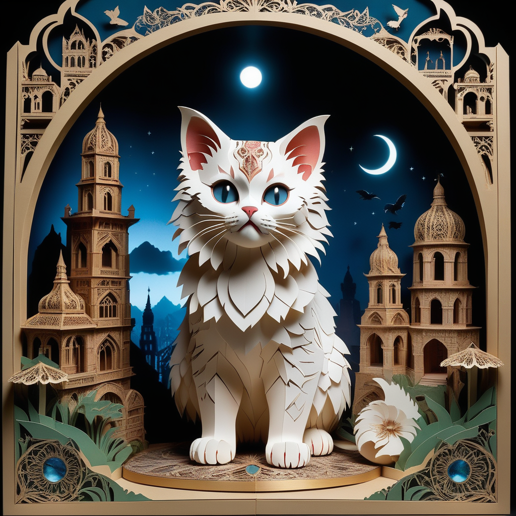 Jed-pprct, <lora:PapercutStyle:1>, cityscape, (Himalayan Kitten:1.3) , Celestial, inside a Vigan, Cryptidcore, dreamy, scene, photography, raw photo, film grain, (photorealistic, realistic:1.2) , deep shadow, 8k, uhd, dslr, ultra high res masterpiece, full of details, sharp and in focus, beautiful detailed supreme quality color intricate, luxury, highly decorated, illustrious quality