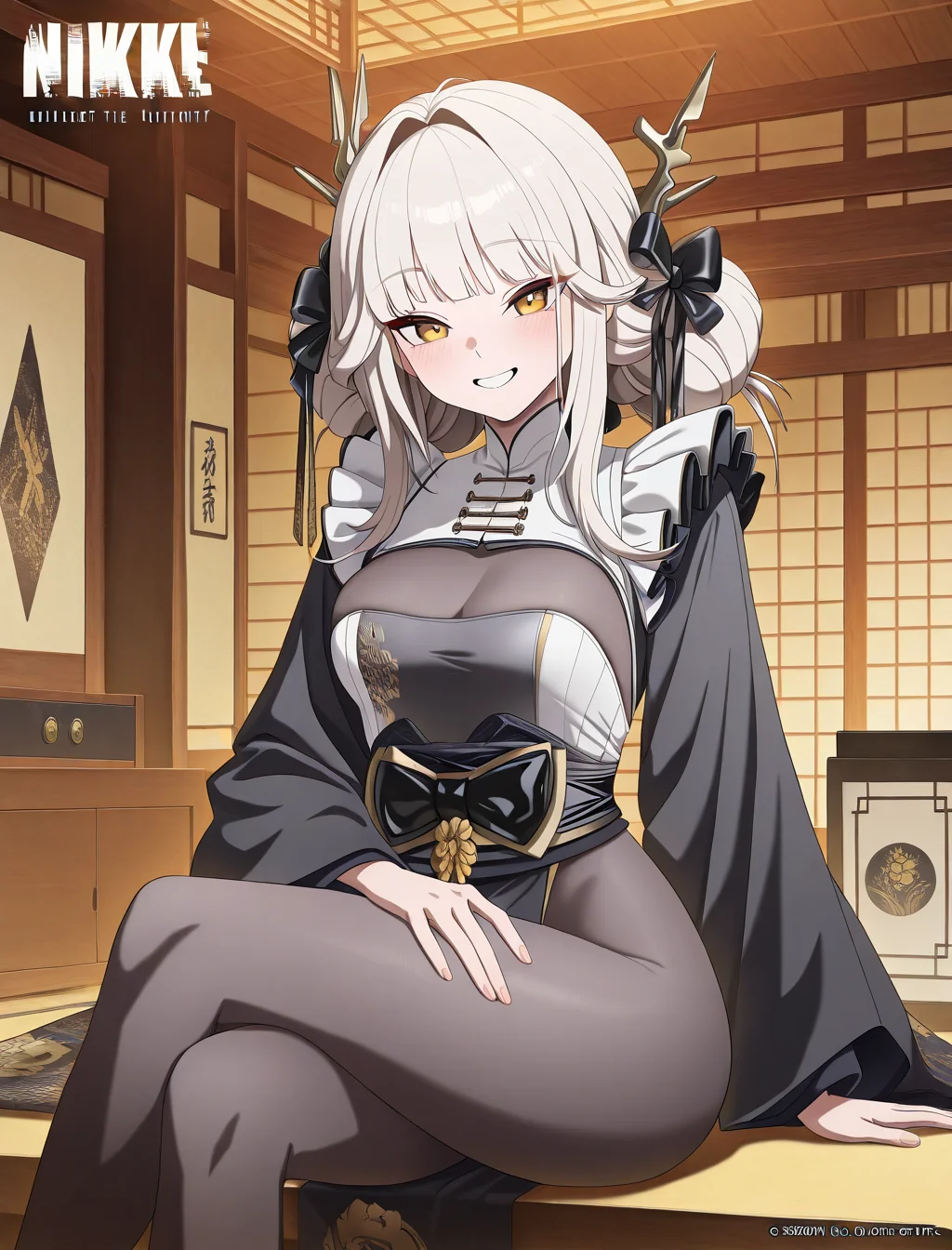 (masterpiece) ,best quality,amazing quality,very aesthetic,absurdres,newest, anime style, <lora:Blanc_White_Rabbit_Nikke_The_Goddess_of_Victory_IL:1>, WR_Blanc, fully clothed, smile, safe, sfw, sitting, crossed legs