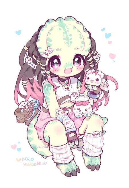 score_9, score_8_up, cute yautja, predator alien, digital art, highly detailed, zPDXL
